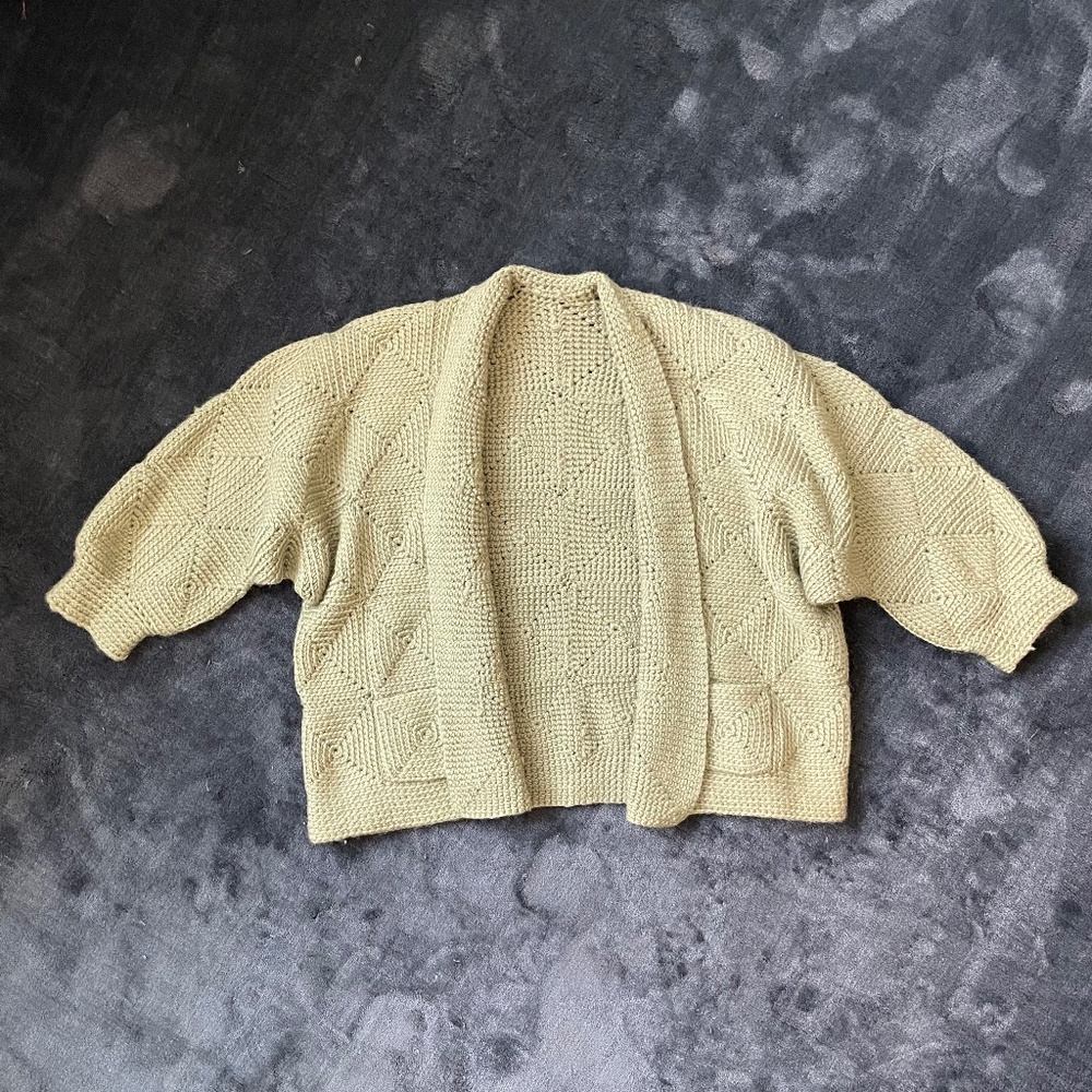 Vintage Hand Crocheted Cardigan Sweater